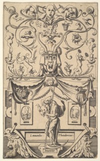 Panel with figure of Saturn, plate 1, ca. 1550-65. Creator: Rene Boyvin.