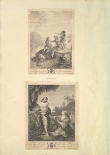 Leaf from Aedes Walpolianae mounted with two prints: