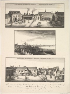 Two Views of Arundel House and London and the Thames as seen from the roof of Arundel Hous..., 1808. Creator: Richard Sayer.
