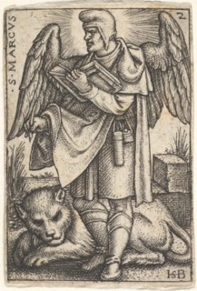 Plate 2: Saint Mark, his head turned in profile to the left, with an open book in his righ..., 1541. Creator: Sebald Beham.