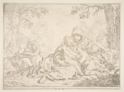 Holy Family with Saint John the Baptist, ca. 1637-1640. Creator: Simone Cantarini.