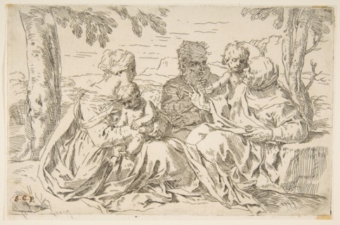 Holy Family with Saint Elizabeth and Saint John the Baptist, ca. 1639. Creator: Simone Cantarini.