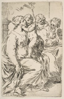 Holy Family with St. John the Baptist, ca. 1640-1642. Creator: Simone Cantarini.