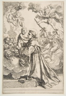 Saint Anthony of Padua adoring the Christ Child in Glory, ca. 1640. Creator: Simone Cantarini.