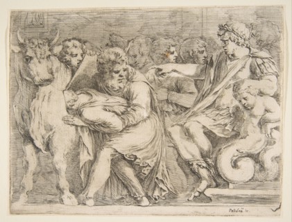 Phalaris Having Perillus Thrown into the Bronze Bull, 17th century. Creator: Stefano della Bella.