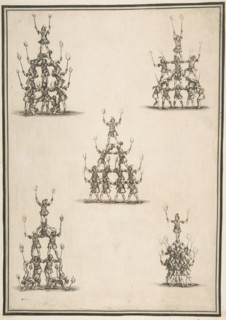 Five Groups of Acrobats, 1652. Creator: Stefano della Bella.