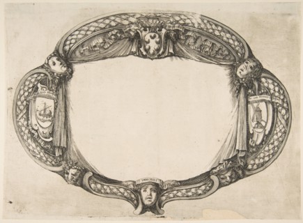 Ornament Design for a Thesis on the Device: Quest' un soccorso, ca. 1656. Creator: Stefano della Bella.