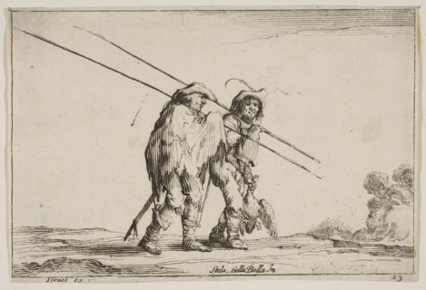 Plate 13: Two pikemen walking towards the right, each with their pikes in their right hand..., 1642. Creator: Claude Goyrand.