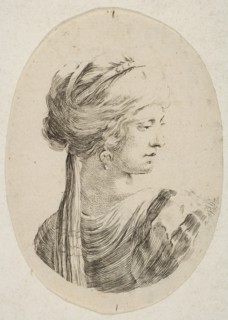 Sultana wearing a turban, in profile to the right, from 'Several heads in the Persian s..., 1649-50. Creator: Stefano della Bella.
