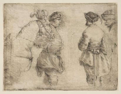 A Pole Leading a Horse by the Bridle and Speaking with Two Other Men, ca. 1662. Creator: Stefano della Bella.
