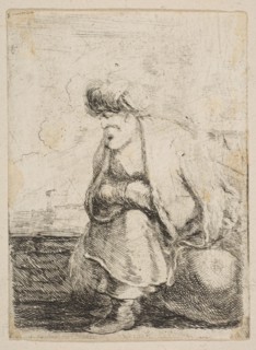 An Old Turk Seated on a Stone, ca. 1662. Creator: Stefano della Bella.