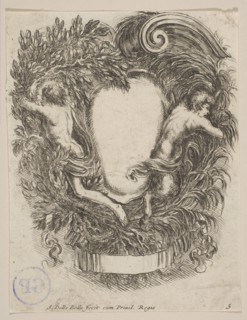 Cartouche Framed by Apollo and Pan, 1647. Creator: Stefano della Bella.