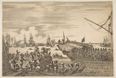 Departure of a galley at the Port of Livorno, from from 'Views of the port of Livorno' ..., 1654-55. Creator: Stefano della Bella.