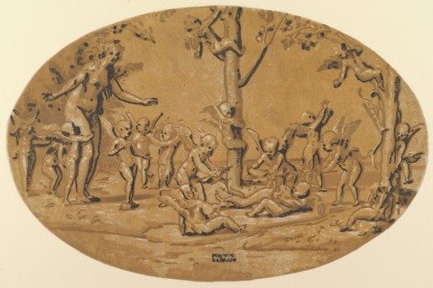 Venus at left in the company of cupids playing, ca. 1520-27. Creator: Attributed to Ugo da Carpi
