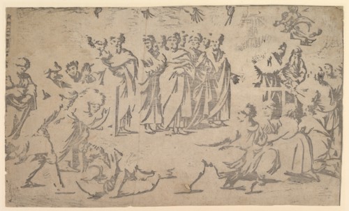 The death of Ananias surrounded by Apostles, 1518. Creator: Ugo da Carpi.