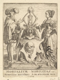 Death's coat of arms, from the Dance of Death, 1651. Creator: Wenceslaus Hollar.