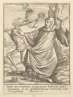 Abbot, from the Dance of Death, 1651. Creator: Wenceslaus Hollar.