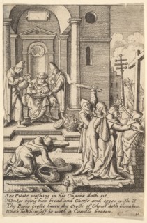 The washing of hands, 1625-77. Creators: Wenceslaus Hollar, Unknown.