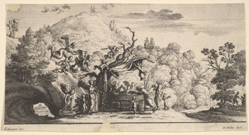 Jesus served by angels, 1652. Creator: Wenceslaus Hollar.
