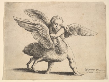 Cupid and the swan, 1652. Creator: Wenceslaus Hollar.