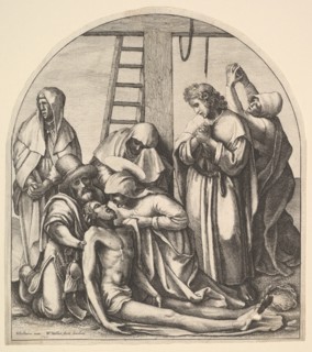 Descent from the cross, after Holbein, 1640. Creator: Wenceslaus Hollar.