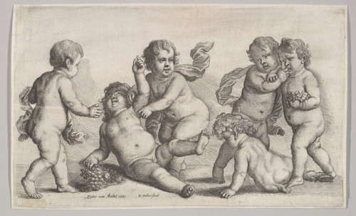 Five boys and a satyr, 1625-77. Creator: Wenceslaus Hollar.