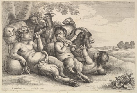 Two young satyrs and a boy, 1647. Creator: Wenceslaus Hollar.