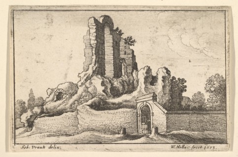 Ruins and a barred gate on the Esquiline Hill in Rome, 1673. Creator: Wenceslaus Hollar.