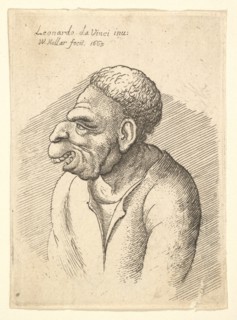 Bust of a man with hooked nose, prominent upper lip, open mouth and short curly hair..., 1665. Creator: Wenceslaus Hollar.