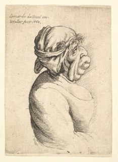 Bust of woman with protruding mouth wearing low-cut dress and cloth bound around her head..., 1660. Creator: Wenceslaus Hollar.