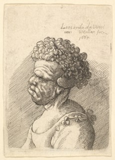 Bust of a deformed woman with curly hair in profile to the left, 1665. Creator: Wenceslaus Hollar.