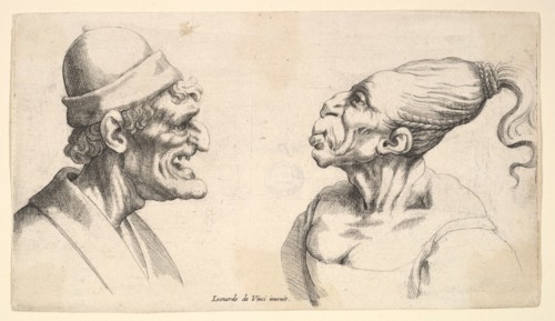 Two deformed heads, 1625-77. Creator: Wenceslaus Hollar.