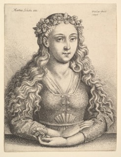 Woman with a Wreath of Oak Leaves, 1646. Creator: Wenceslaus Hollar.