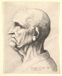Head of an old man with tufts of curly hair around ear in profile to left, 1644-52. Creator: Wenceslaus Hollar.