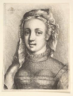 Head and shoulders of a woman with a veil and diaphanous neckware, 1645. Creator: Wenceslaus Hollar.