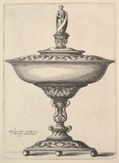 A wide cup with ball feet, 1646. Creator: Wenceslaus Hollar.