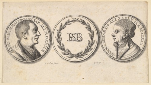 Medallions with portraits of Sebald Beham and Anna Beham, 1647. Creator: Wenceslaus Hollar.