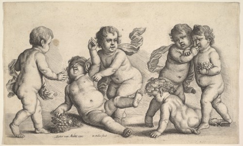 Five boys and a satyr, 1646. Creator: Wenceslaus Hollar.