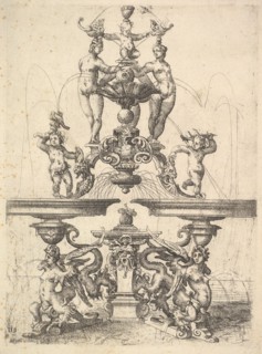 Design for a Fountain, Plate 119 from Dietterlin's Architectura, 1598. Creator: Wendel Dietterlin the Elder.