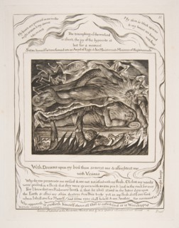 Job's Evil Dreams, from Illustrations of the Book of Job, 1825-26. Creator: William Blake.