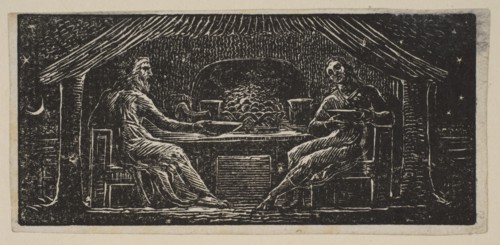 Thenot and Colinet Eat Their Evening Meal, from Thornton's Pastorals of Virgil, 1821. Creator: William Blake.