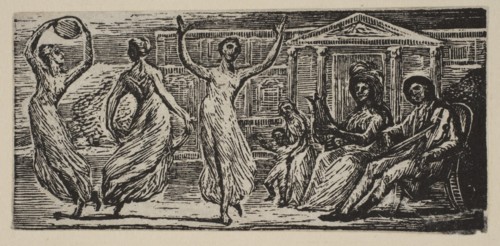 Menalcus Watching Women Dance, from Thornton's Pastorals of Virgil, 1821. Creator: William Blake.