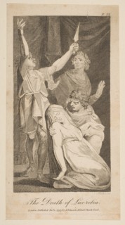 The Death of Lucretia, from Allen's New and Impartial Roman History, 1797. Creator: William Blake.