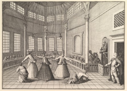 The Inside of a Mosque, the Dervishes Dancing
