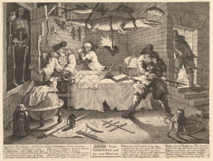 Hudibras beats Sidrophel and his man Whacum