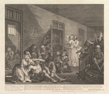A Rake's Progress, Plate 8, [June 25, 1735] reissued 1763. Creator: William Hogarth.