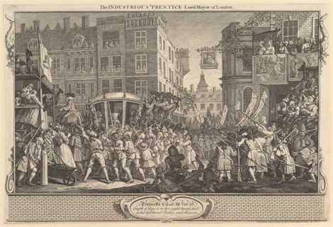 The Industrious 'Prentice Lord Mayor of London: Industry and Idleness, plate..., September 30, 1747. Creator: William Hogarth.