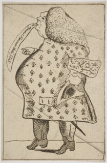 Caricature of a Man declaring: "I'm against Hanover that's flat", ca. 1757. Creator: Attributed to George Townshend, 4th Viscount and 1st Marquess Townshend