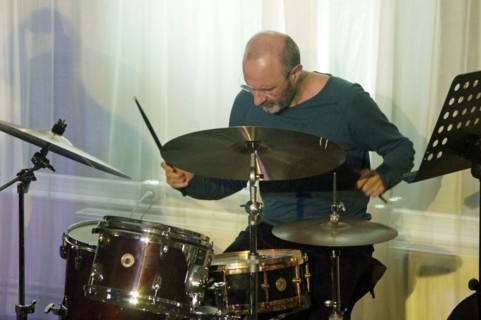 Jorge Rossy, Martin Speake's International Quartet, Watermill Jazz Club, Dorking, Surrey, 18 Feb 2020.