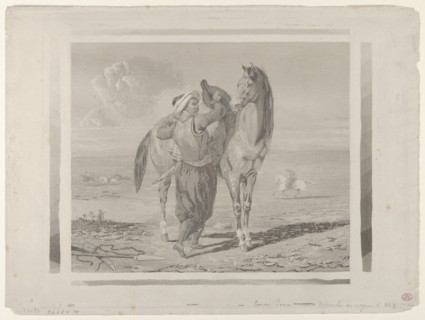 A Turk Saddling His Horse